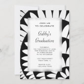 白黒フラワー卒業パーティー招待状 招待状 (正面)