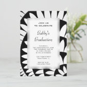 白黒フラワー卒業パーティー招待状 招待状 (スタンド正面)