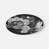 白黒フラワー紙プレート ペーパープレート (アングル)
