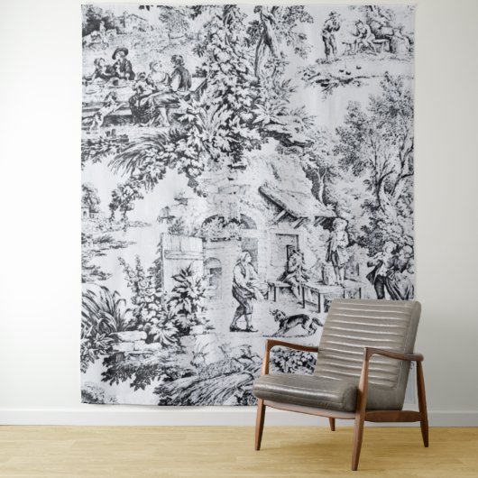 白黒フランスのトイレチノワスリー素朴スタイル タペストリー (インサイチュ)