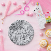 白黒フランスのトイレチノワスリー素朴スタイル ペーパープレート (パーティー)