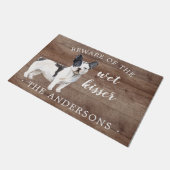 白黒フランスのブルドッグパーソナライズされたドアマット ドアマット (アングル)