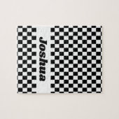 白黒フラ市松模様にグ ジグソーパズル (横)