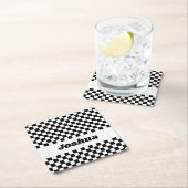 白黒フラ市松模様にグ スクエアペーパーコースター (インサイチュ)