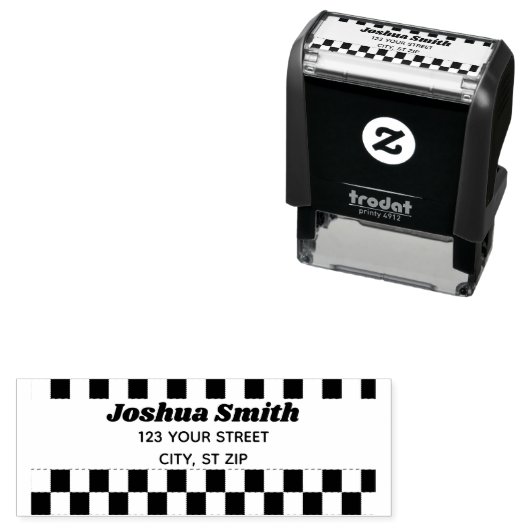 白黒フラ市松模様にグ セルフインキングスタンプ (インサイチュ)