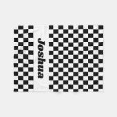 白黒フラ市松模様にグ フリースブランケット (正面(横))