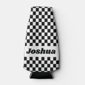 白黒フラ市松模様にグ ボトルクーラー (正面)