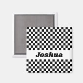 白黒フラ市松模様にグ マグネット (正面/裏面)