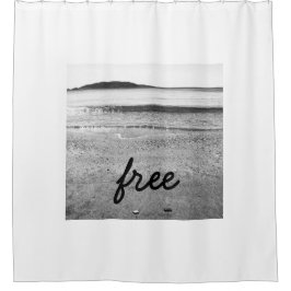 白黒フリーサンドビーチ シャワーカーテン