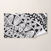 白黒フリーハンドパターン ハンドタオル (ハンドタオル)