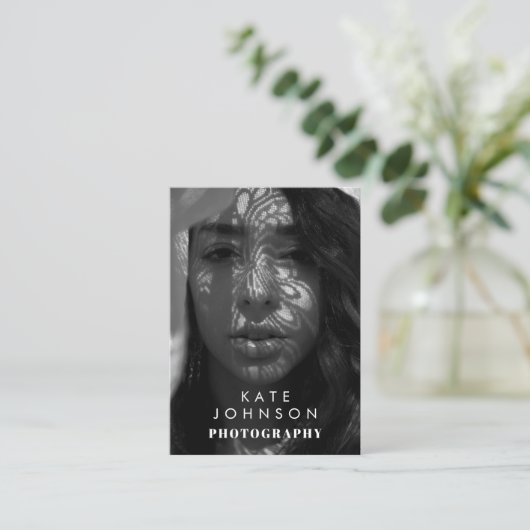 白黒フルフォトQRコードソーシャルメディア 名刺 (スタンド正面)