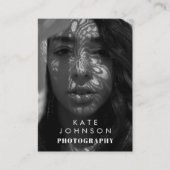 白黒フルフォトQRコードソーシャルメディア 名刺 (正面)