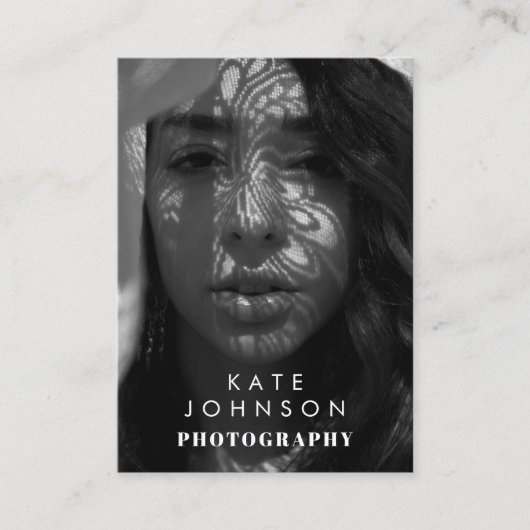 白黒フルフォトQRコードソーシャルメディア 名刺 (正面)