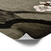 白黒フルムーンさくらんぼブロッサムアート ポスター (角)