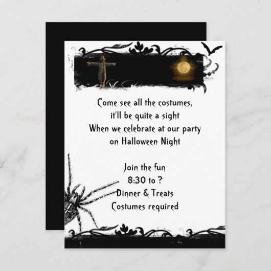 白黒フルムーンハロウィーン招待状 招待状 (正面/裏面)