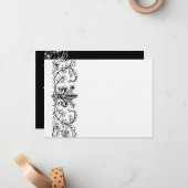 白黒フルーアパーソナライズされたサンキューノート ノートカード (正面/裏面インサイチュ)