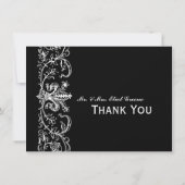 白黒フルーアパーソナライズされたサンキューノート ノートカード (裏面)