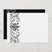 白黒フルーアパーソナライズされたサンキューノート ノートカード (正面/裏面)