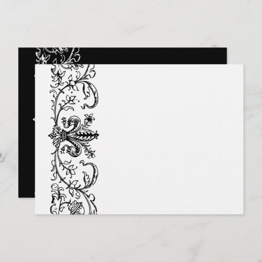 白黒フルーアパーソナライズされたサンキューノート ノートカード (正面/裏面)