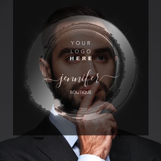 白黒フレカスタムームQRロゴショップ スクエア名刺