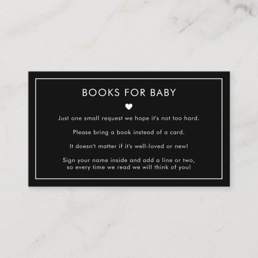 白黒フレームのミニマリストの赤ちゃんシャワー エンクロージャーカード (正面)
