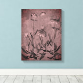 白黒フレームデイジーフローラアート キャンバスプリント (インサイチュ (ウッドフロア))