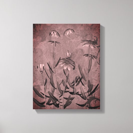 白黒フレームデイジーフローラアート キャンバスプリント (正面)