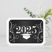 白黒フレーム卒業招待状 招待状 (スタンド正面)