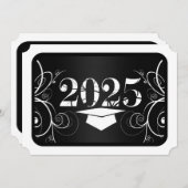 白黒フレーム卒業招待状 招待状 (正面/裏面)