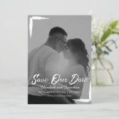 白黒フレーム色彩の鮮やかフル写真結婚の種類 セーブザデート (スタンド正面)