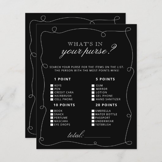 白黒フレーム財布ゲームの内容 (正面/裏面)