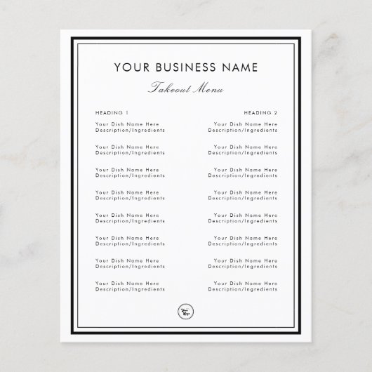 白黒フレ縁どームレストランカフェテイクアウト チラシ (正面)