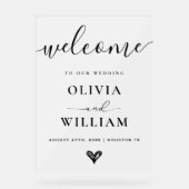 白黒フロスシンプルトモダンの結婚徴候 アクリルサイン (正面)