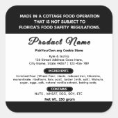 白黒フロリダコテージ食品ラベル スクエアシール (正面)