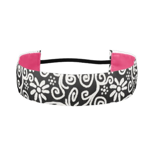 白黒フローラと渦巻き花花の渦巻き アスレチックヘッドバンド (正面)