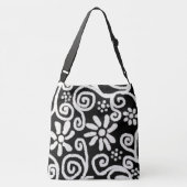 白黒フローラと渦巻き花花の渦巻き クロスボディバッグ (裏面)