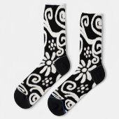 白黒フローラと渦巻き花花の渦巻き ソックス (左)