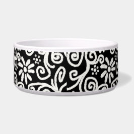 白黒フローラと渦巻き花花の渦巻き ボウル