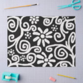 白黒フローラと渦巻き花花の渦巻き 薄葉紙 (クラフト)