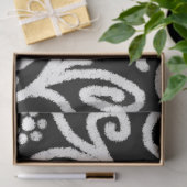 白黒フローラと渦巻き花花の渦巻き 薄葉紙 (ギフト)