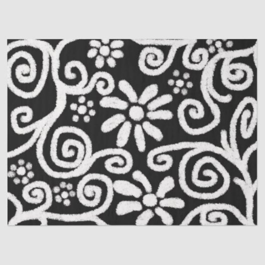 白黒フローラと渦巻き花花の渦巻き 薄葉紙 (正面)
