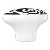 白黒フローラと渦巻き花花の花模様 セラミックノブ (側面)