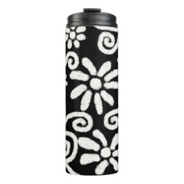 白黒フローラと渦巻き花花の花模様 タンブラー