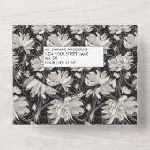 白黒フローラと羽結婚の オールインワン招待状 (裏面)