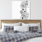 白黒フローラのアウトライン キャンバスプリント (インサイチュ (寝室))
