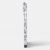 白黒フローラのシームレスなパターン(名前) iPhoneケース (左側面)