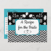 白黒フローラのストライプのレシピ結婚カード ポストカード (正面/裏面)