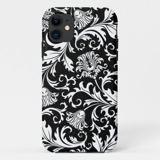 白黒フローラのヴィンテージパターン Case-Mate iPhoneケース (裏面)