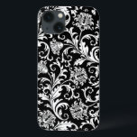 白黒フローラのヴィンテージパターン iPhone 13ケース<br><div class="desc">ヴィンテージ白黒ダマズ花柄Elagant iPhone 4/4Sケース。デザインは他の製品で利用可能。</div>