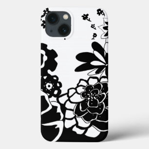 白黒フローラの図 iPhone 13ケース
